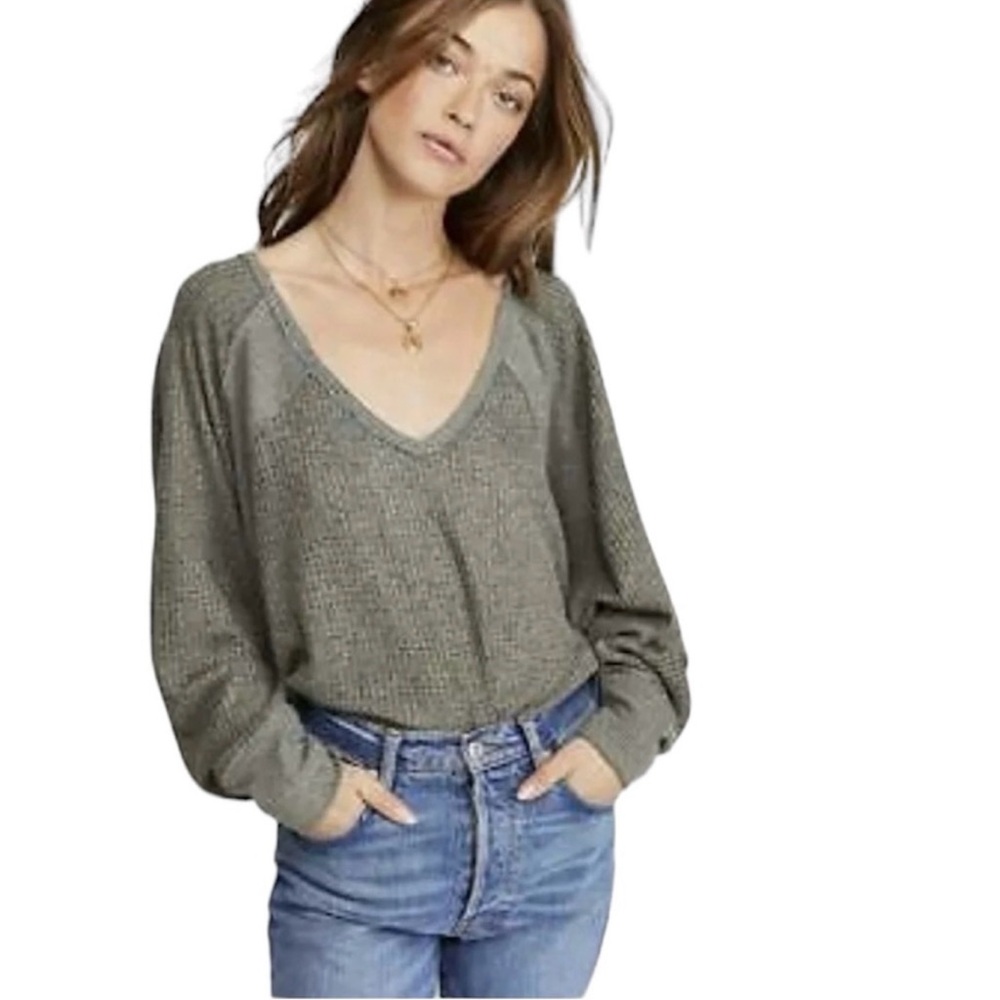 We The Free Olive V-Neck Sweater